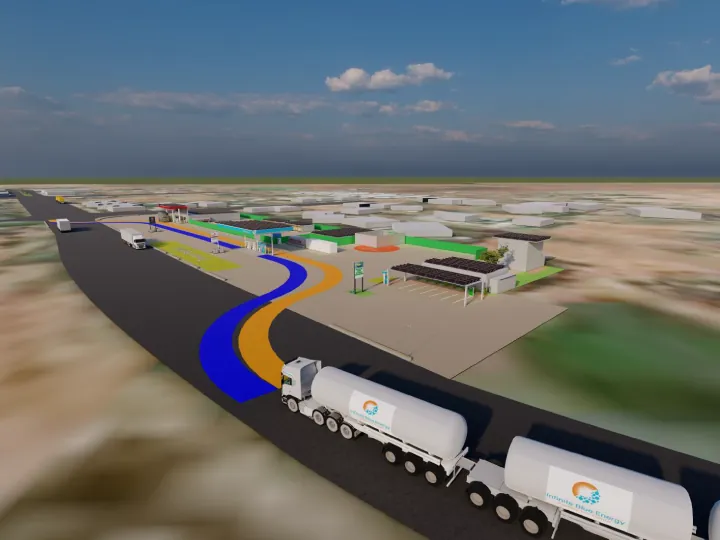 Hydrogen tanker trucks at the Cue Roadhouse site render